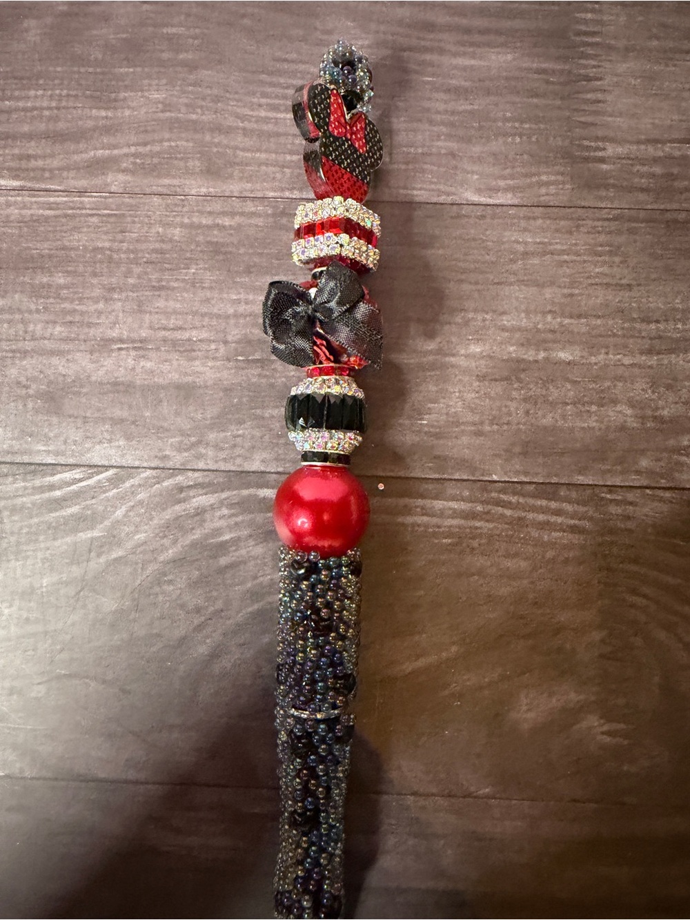 Handmade Beaded pen in Red and Black